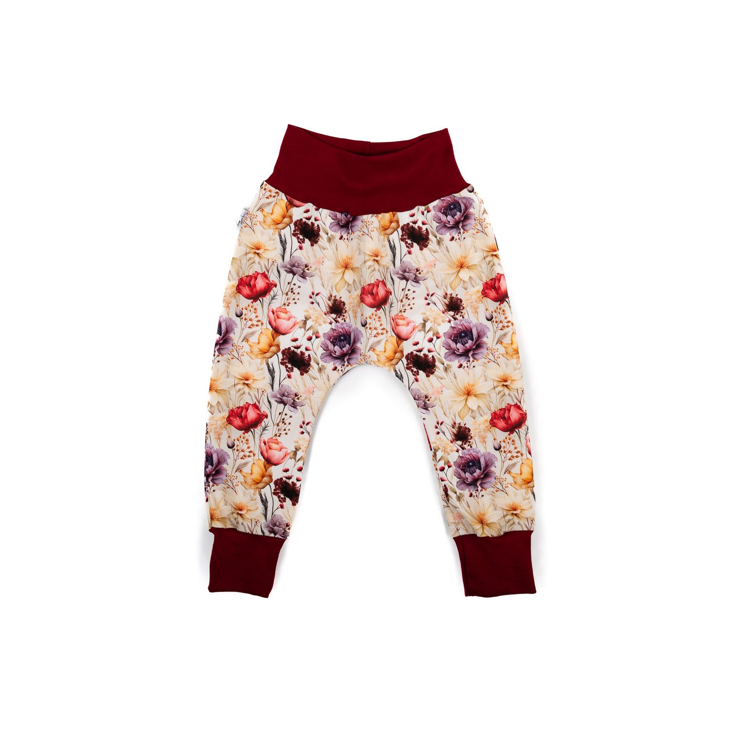 Dětské tepláčky na pleny - zahradní kvítí